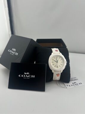 New Luxury Coach White Silicone Watch with Green Dial Accents